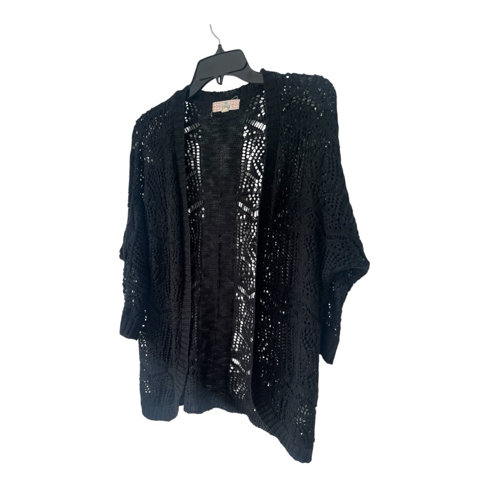 PINK REPUBLIC Elegant Black Open-Knit Cardigan Sweater Size M. Used.